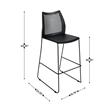 Pemberly Row Stackable Sled Base Barstool with Vented Back and Footrest in Black