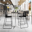 Pemberly Row Stackable Sled Base Barstool with Vented Back and Footrest in Black