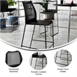 Pemberly Row Stackable Sled Base Barstool with Vented Back and Footrest in Black