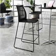Pemberly Row Stackable Sled Base Barstool with Vented Back and Footrest in Black