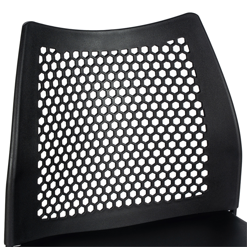 Pemberly Row Stackable Sled Base Barstool with Vented Back and Footrest in Black