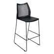 Pemberly Row Stackable Sled Base Barstool with Vented Back and Footrest in Black
