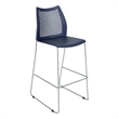 Pemberly Row Stackable Sled Base Barstool with Vented Back and Footrest in Navy