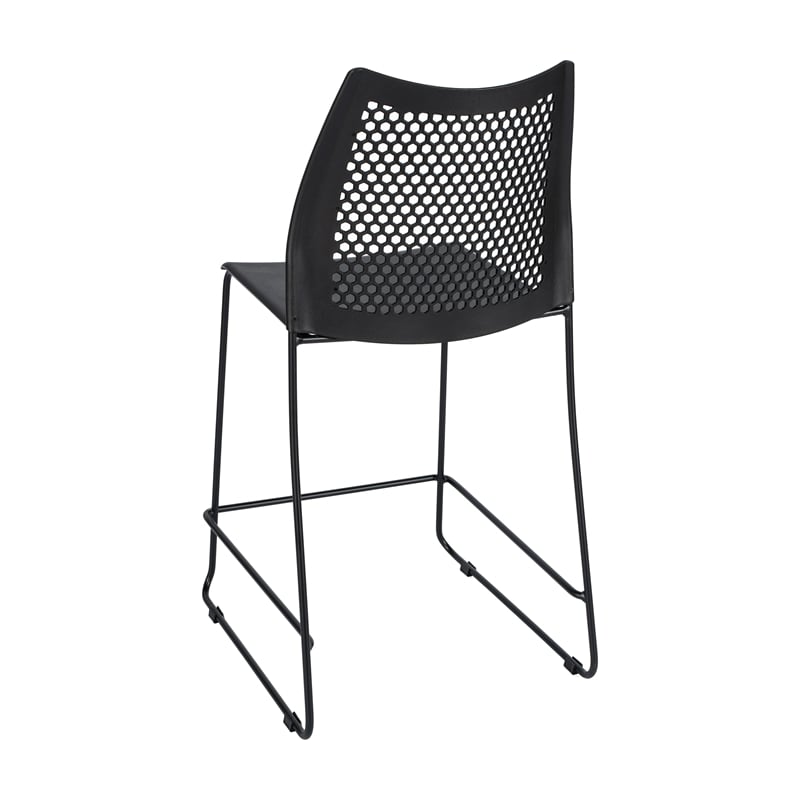 Pemberly Row Stackable Sled Base Counter Stool with Vented Back and Footrest