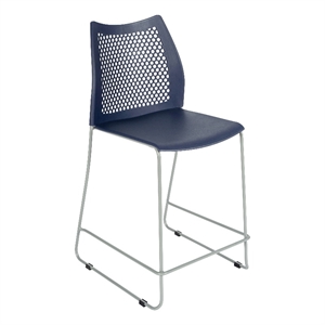 Pemberly Row Stackable Sled Base Counter Stool with Vented Back and Footrest