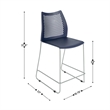 Pemberly Row Stackable Sled Base Counter Stool with Vented Back and Footrest