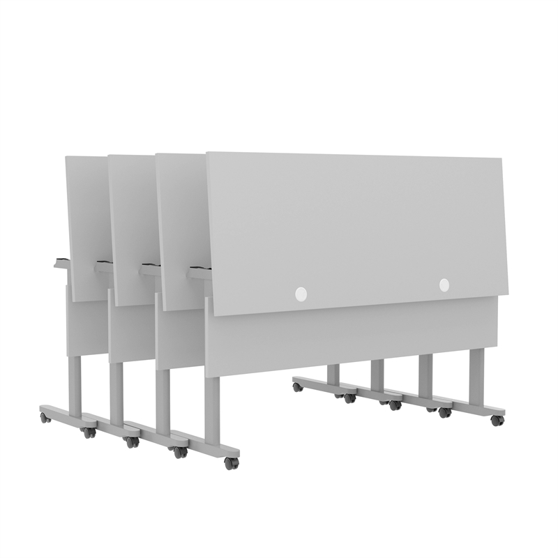 Pemberly Row Nesting Flip Training Table with Steel Frame and T-Legs in Gray