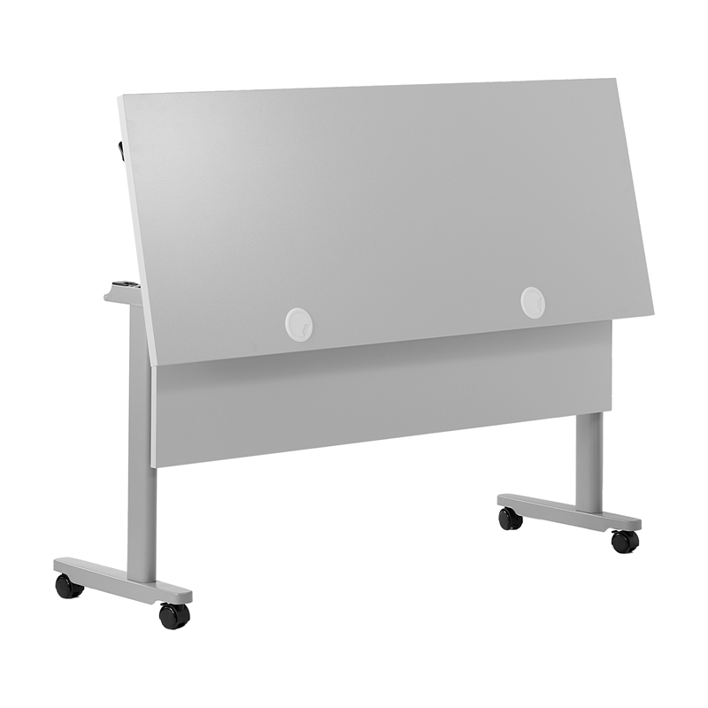 Pemberly Row Nesting Flip Training Table with Steel Frame and T-Legs in Gray