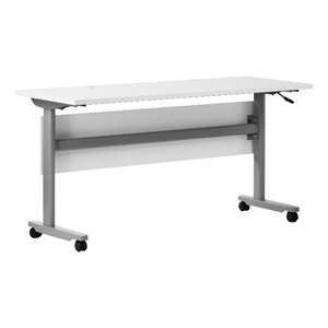 Pemberly Row Nesting Flip Training Table with Steel Frame & T-Legs in White/Gray