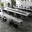 Pemberly Row Nesting Flip Training Table with Steel Frame & Y-Legs in Gray/Black