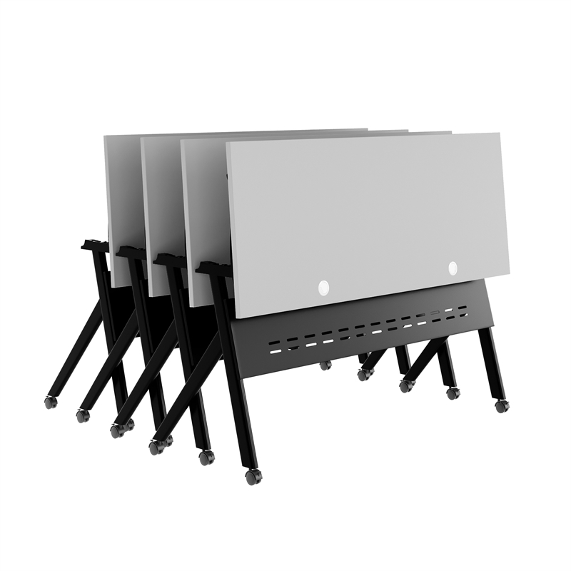 Pemberly Row Nesting Flip Training Table with Steel Frame & Y-Legs in Gray/Black
