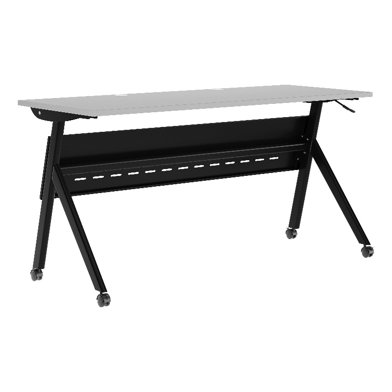 Pemberly Row Nesting Flip Training Table with Steel Frame & Y-Legs in Gray/Black
