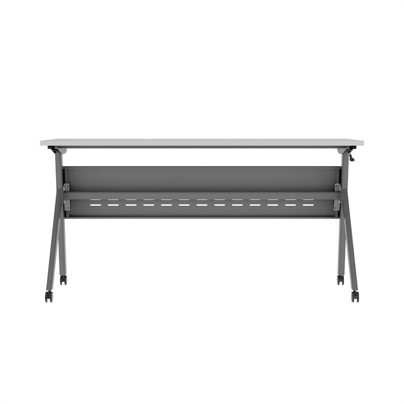 Pemberly Row Nesting Flip Training Table with Steel Frame and Y-Legs in Gray
