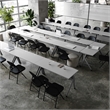 Pemberly Row Nesting Flip Training Table with Steel Frame and Y-Legs in Gray