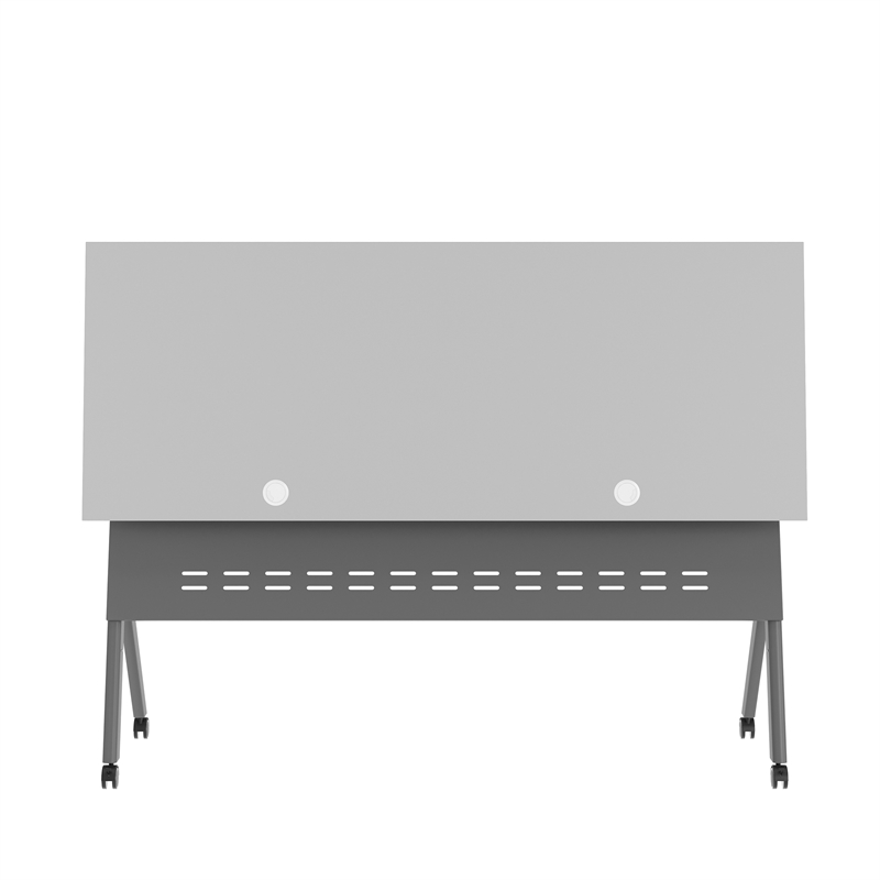 Pemberly Row Nesting Flip Training Table with Steel Frame and Y-Legs in Gray