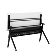 Pemberly Row Nesting Flip Training Table with Steel Frame & Y-Legs - White/Black