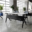 Pemberly Row Nesting Flip Training Table with Steel Frame & Y-Legs - White/Black
