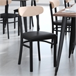 Pemberly Row Metal Dining Chair with Seat & Wood Boomerang Back in Black/Natural
