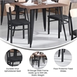 Pemberly Row Metal Dining Chair with Seat & Wood Boomerang Back in Black/Natural