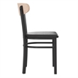 Pemberly Row Metal Dining Chair with Seat & Wood Boomerang Back in Black/Natural