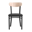 Pemberly Row Metal Dining Chair with Seat & Wood Boomerang Back in Black/Natural