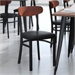 Pemberly Row Metal Dining Chair with Seat & Wood Boomerang Back in Black/Walnut