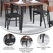 Pemberly Row Metal Dining Chair with Seat & Wood Boomerang Back in Black/Walnut