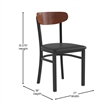 Pemberly Row Metal Dining Chair with Seat & Wood Boomerang Back in Black/Walnut