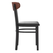 Pemberly Row Metal Dining Chair with Seat & Wood Boomerang Back in Black/Walnut