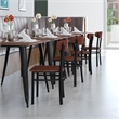 Pemberly Row Metal Dining Chair with Wood Seat and Boomerang Back in Walnut
