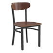 Pemberly Row Metal Dining Chair with Wood Seat and Boomerang Back in Walnut