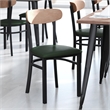 Pemberly Row Metal Dining Chair with Seat & Wood Boomerang Back in Green/Natural