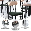 Pemberly Row Metal Dining Chair with Seat & Wood Boomerang Back in Green/Natural