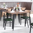 Pemberly Row Metal Dining Chair with Seat & Wood Boomerang Back in Green/Natural