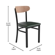 Pemberly Row Metal Dining Chair with Seat & Wood Boomerang Back in Green/Natural