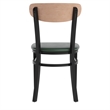 Pemberly Row Metal Dining Chair with Seat & Wood Boomerang Back in Green/Natural