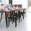 Pemberly Row Metal Dining Chair with Seat & Wood Boomerang Back in Green/Natural