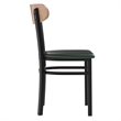 Pemberly Row Metal Dining Chair with Seat & Wood Boomerang Back in Green/Natural
