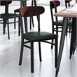 Pemberly Row Metal Dining Chair with Seat & Wood Boomerang Back in Green/Walnut