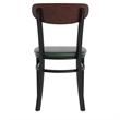Pemberly Row Metal Dining Chair with Seat & Wood Boomerang Back in Green/Walnut