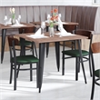 Pemberly Row Metal Dining Chair with Seat & Wood Boomerang Back in Green/Walnut