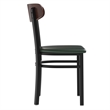 Pemberly Row Metal Dining Chair with Seat & Wood Boomerang Back in Green/Walnut