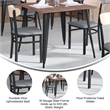 Pemberly Row Metal Dining Chair with Seat & Wood Boomerang Back in Gray/Natural