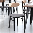 Pemberly Row Metal Dining Chair with Seat & Wood Boomerang Back in Gray/Natural