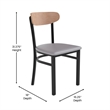 Pemberly Row Metal Dining Chair with Seat & Wood Boomerang Back in Gray/Natural