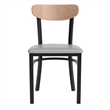 Pemberly Row Metal Dining Chair with Seat & Wood Boomerang Back in Gray/Natural