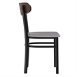 Pemberly Row Metal Dining Chair with Seat and Wood Boomerang Back in Gray/Walnut