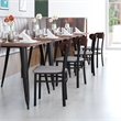 Pemberly Row Metal Dining Chair with Seat and Wood Boomerang Back in Gray/Walnut