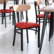 Pemberly Row Metal Dining Chair with Seat and Wood Boomerang Back in Red/Natural