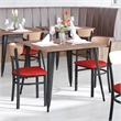 Pemberly Row Metal Dining Chair with Seat and Wood Boomerang Back in Red/Natural